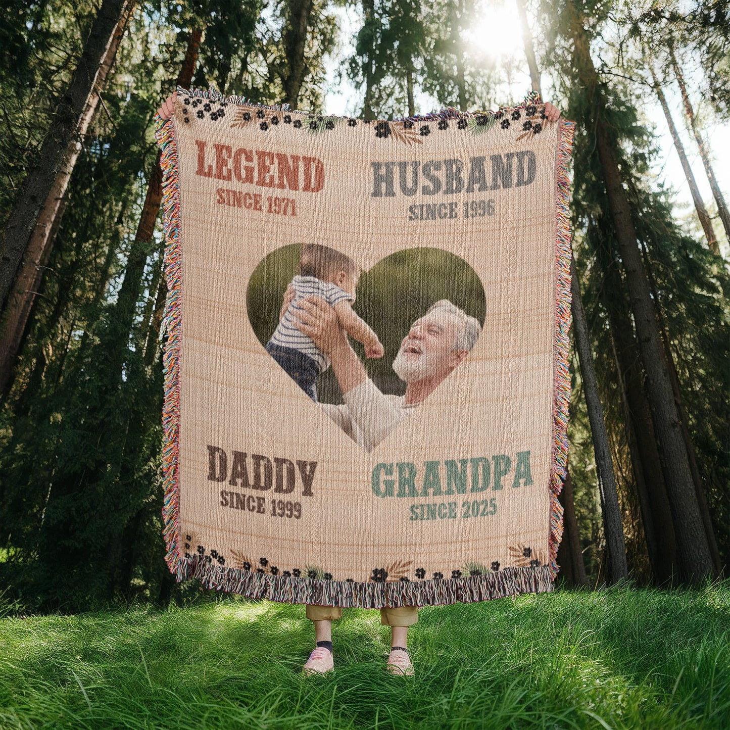 To Grandpa with Love - Personalized Woven Blanket for Grandpa