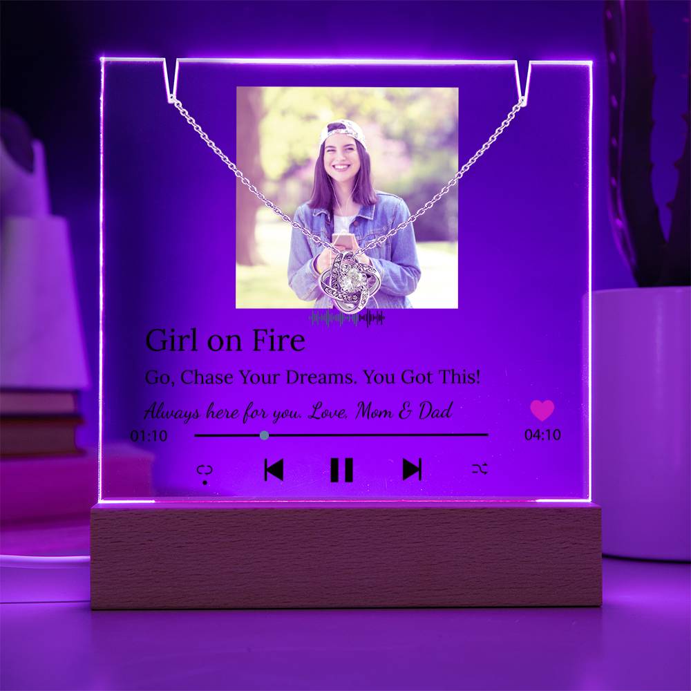 Unique Song Player Acrylic and Necklace Bundle, with Your Heartfelt Message