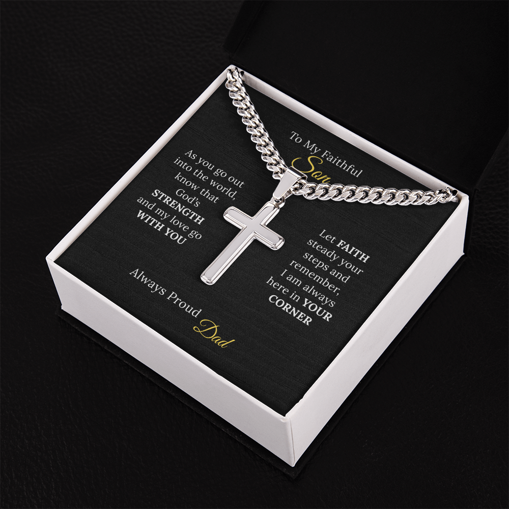 To my Son's New Beginning - Cuban Link Chain with Artisan Cross from Parent