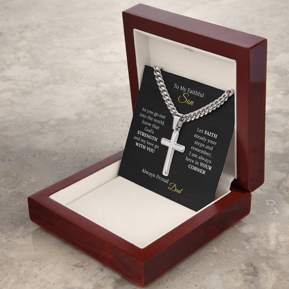 To my Son's New Beginning - Cuban Link Chain with Artisan Cross from Parent