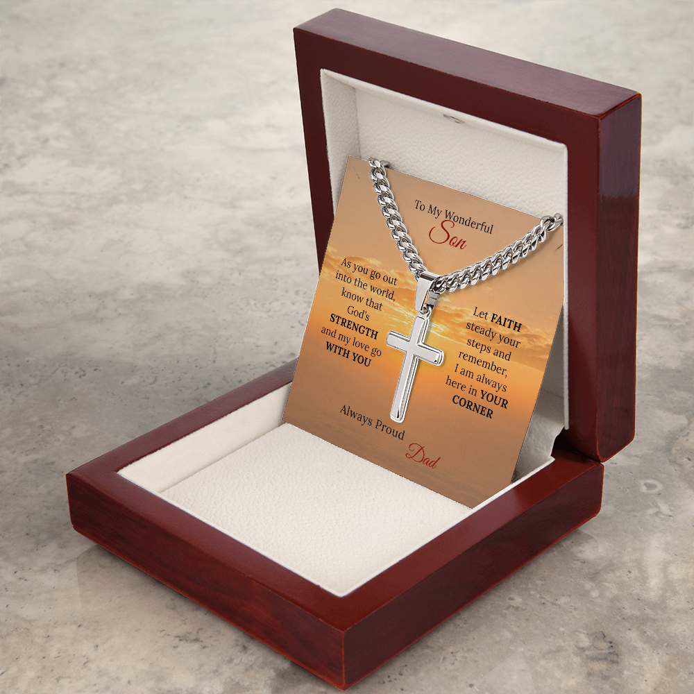 To my Son's New Beginning - Cuban Link Chain with Artisan Cross