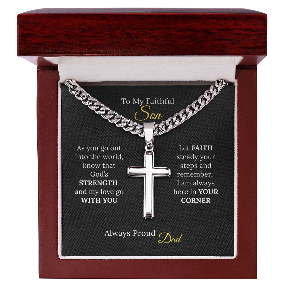 To my Son's New Beginning - Cuban Link Chain with Artisan Cross from Parent
