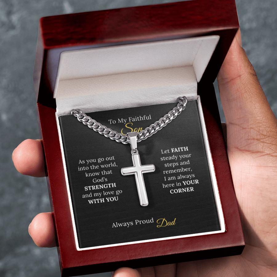 To my Son's New Beginning - Cuban Link Chain with Artisan Cross from Parent