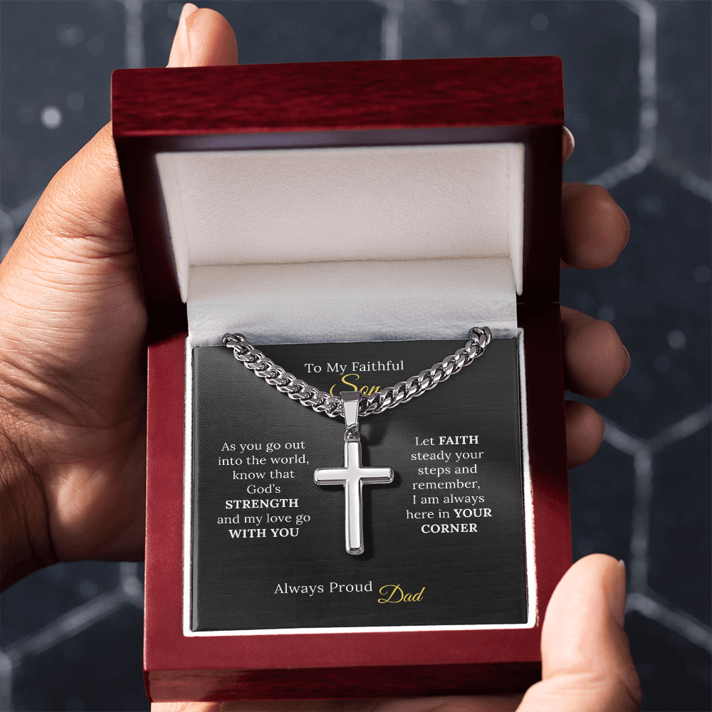 To my Son's New Beginning - Cuban Link Chain with Artisan Cross from Parent
