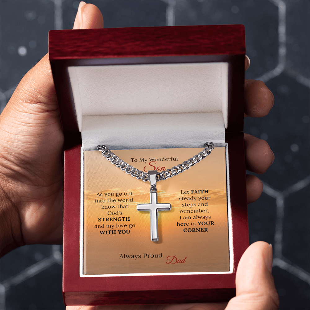 To my Son's New Beginning - Cuban Link Chain with Artisan Cross