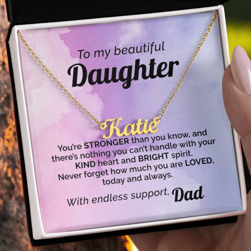 Custom Name Necklace To my Beautiful & Loved Daughter from Dad