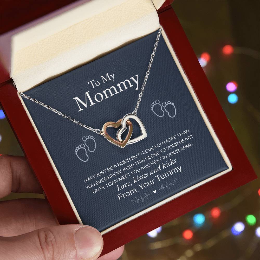 Baby Shower Gift for the Mom - to - Be - Interlocking Hearts Necklace - Sentimental Gifting