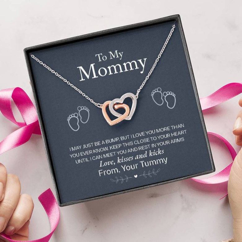 Baby Shower Gift for the Mom - to - Be - Interlocking Hearts Necklace - Sentimental Gifting