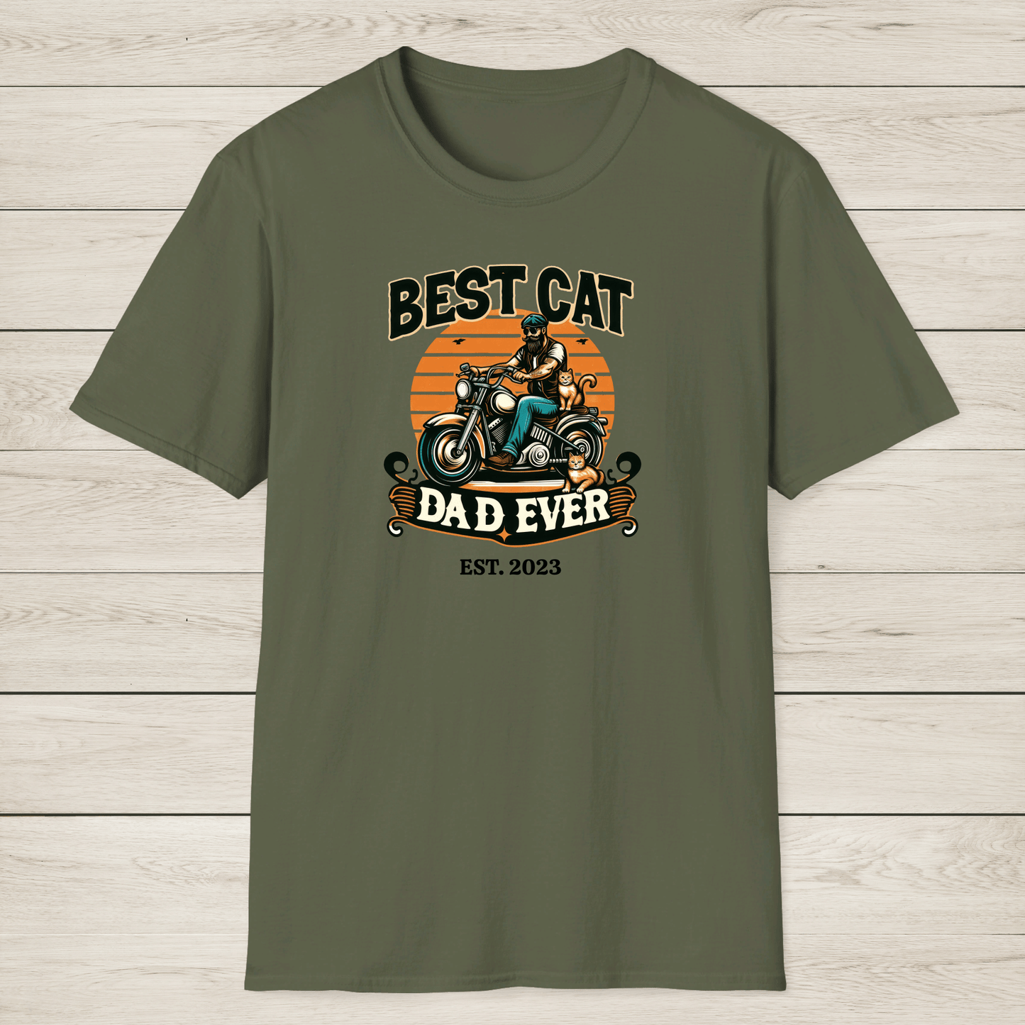 Custom Cat Dad Biker T-Shirt - Sentimental Gifting