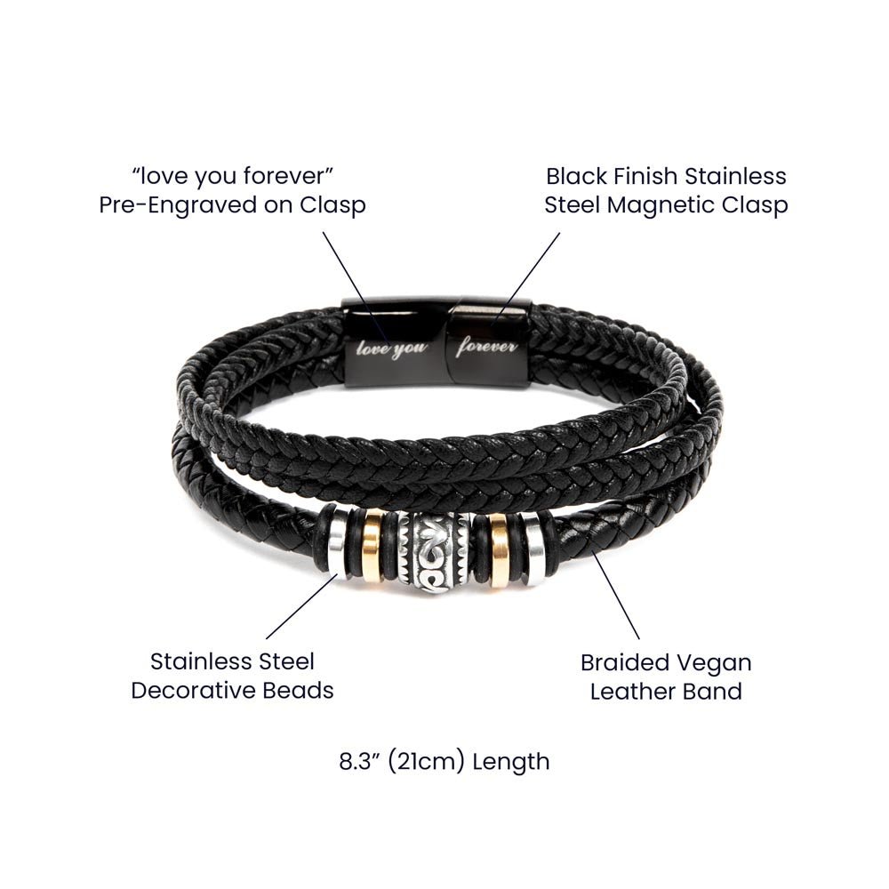 Dad Personalized Leather Bracelet From Your Baby Girl Daughter - Sentimental Gifting