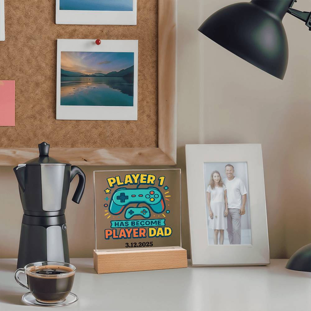 First Father's Day Personalized Video Game Theme Acrylic Plaque for New Gamer Dad - Sentimental Gifting