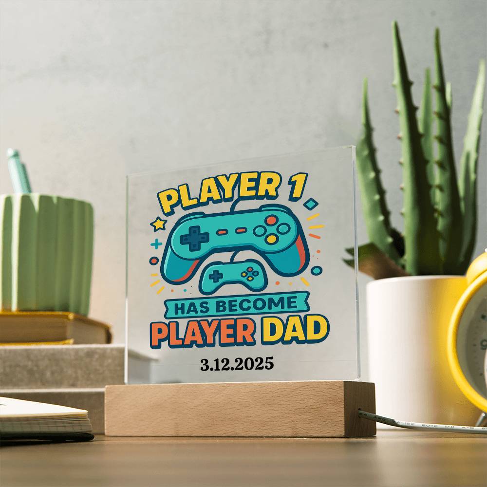 First Father's Day Personalized Video Game Theme Acrylic Plaque for New Gamer Dad - Sentimental Gifting