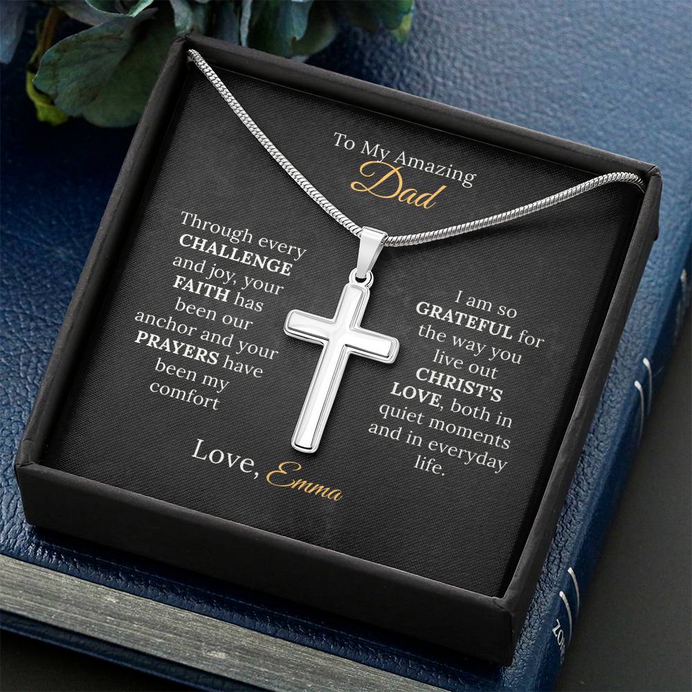 Personalized Cross Necklace for Dad - "My Anchor of Faith" - Sentimental Gifting