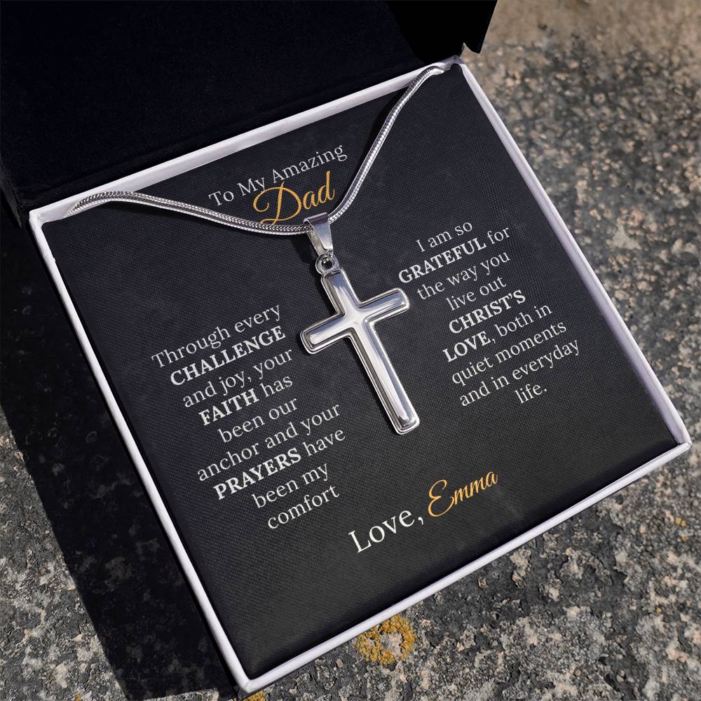 Personalized Cross Necklace for Dad - "My Anchor of Faith" - Sentimental Gifting