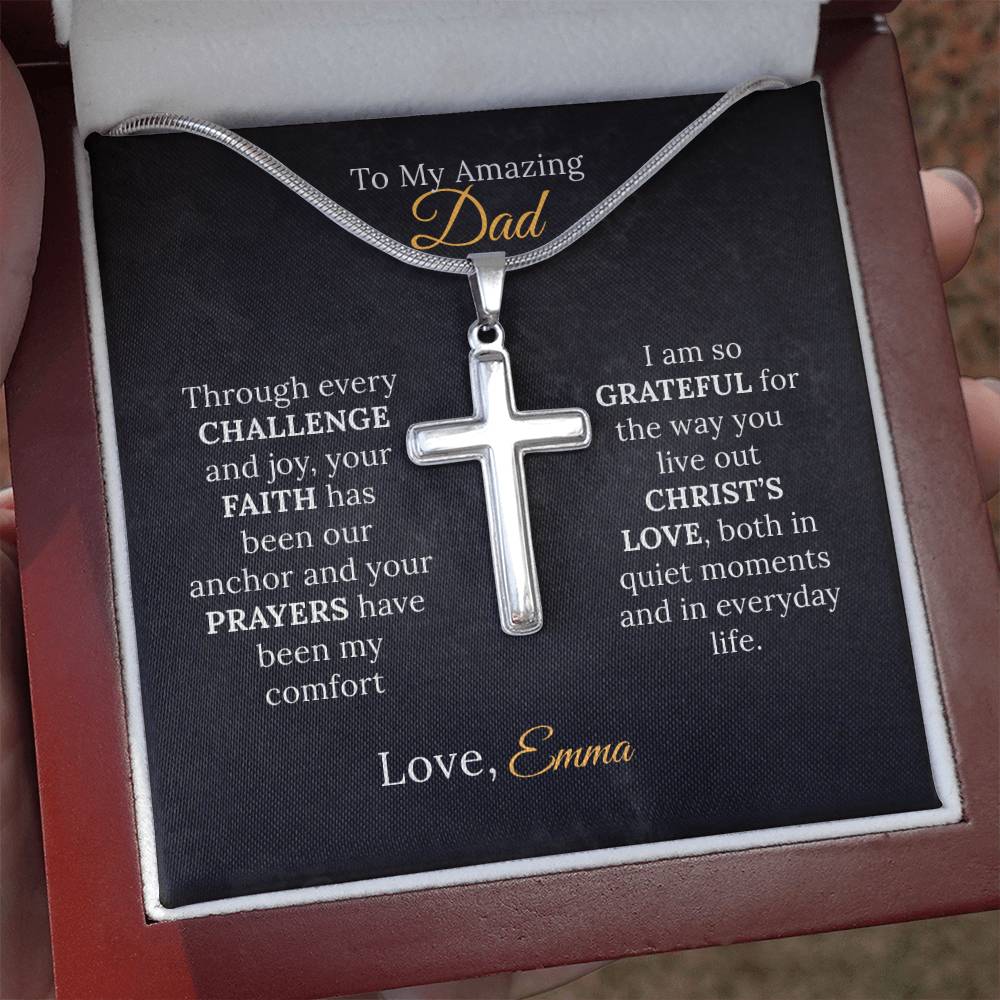 Personalized Cross Necklace for Dad - "My Anchor of Faith" - Sentimental Gifting