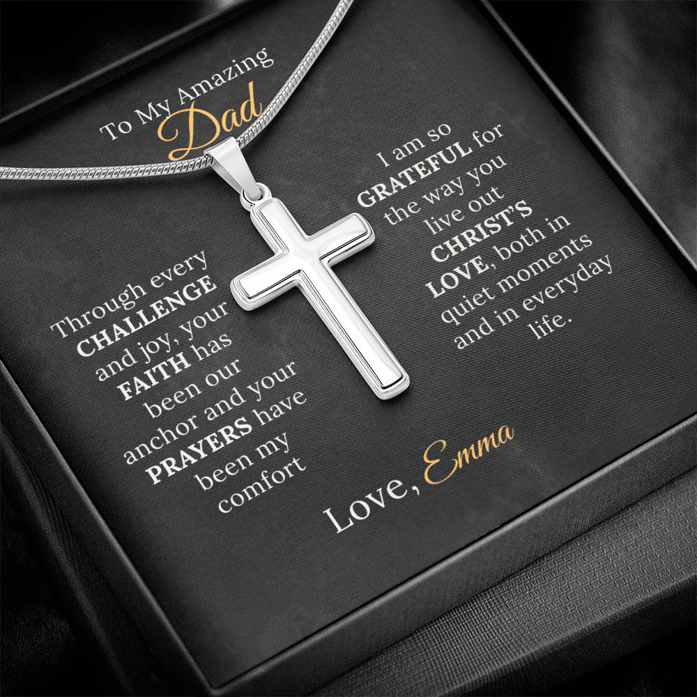 Personalized Cross Necklace for Dad - "My Anchor of Faith" - Sentimental Gifting