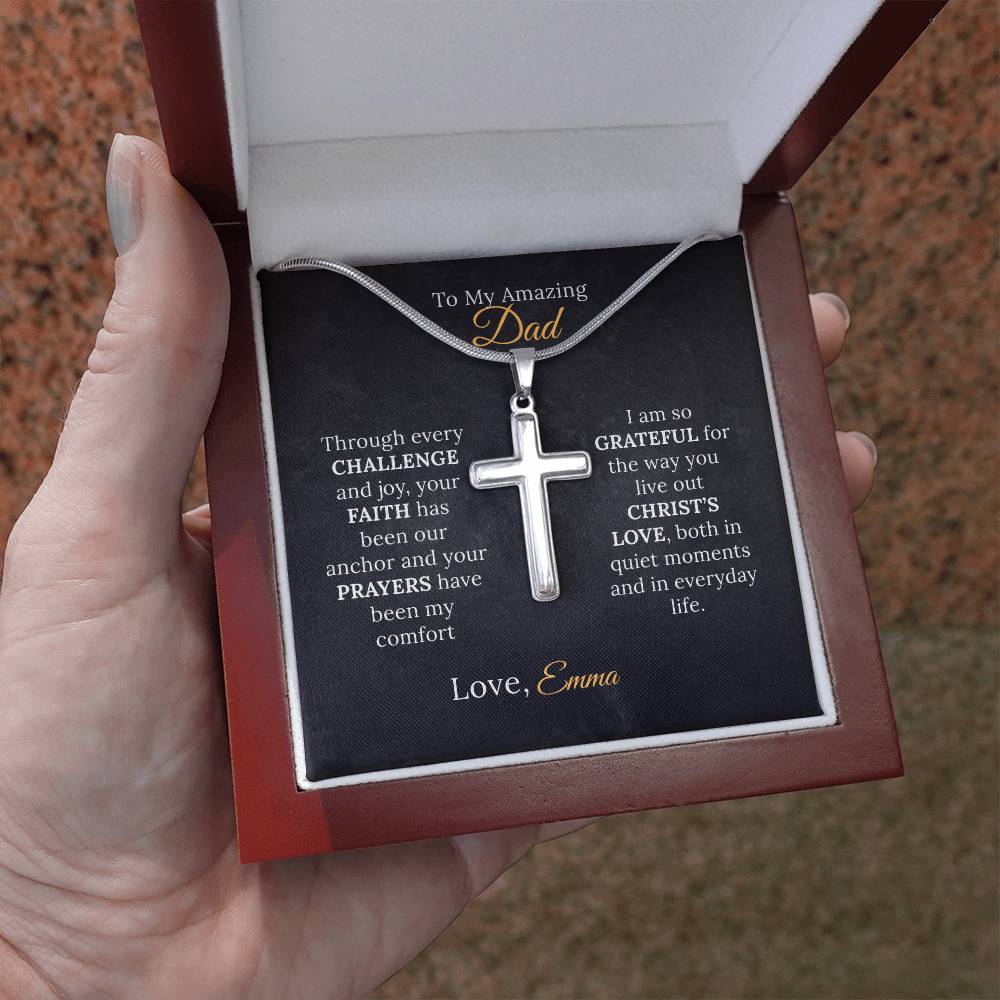 Personalized Cross Necklace for Dad - "My Anchor of Faith" - Sentimental Gifting