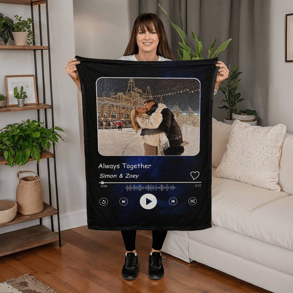 Personalized Fleece Blanket for Couples with Names & Photo - Sentimental Gifting