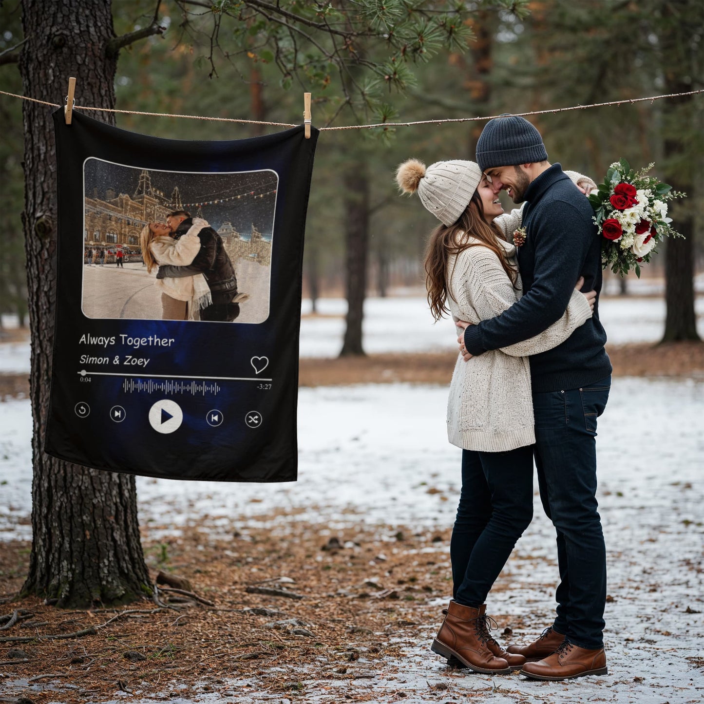 Personalized Fleece Blanket for Couples with Names & Photo - Sentimental Gifting