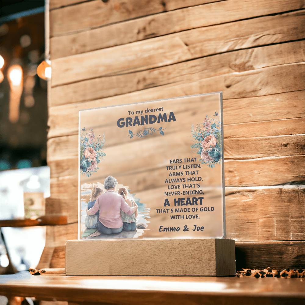 Personalized Acrylic Gift with Heartfelt Message for Grandma
