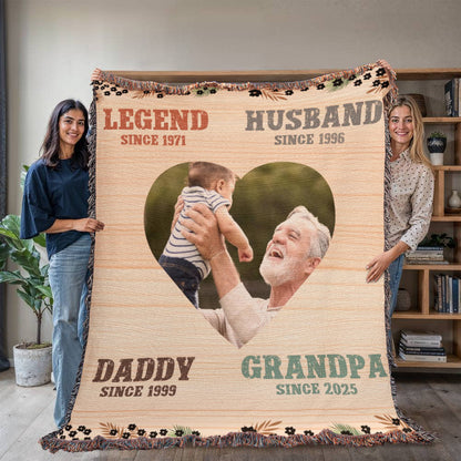 To Grandpa with Love - Personalized Woven Blanket for Grandpa