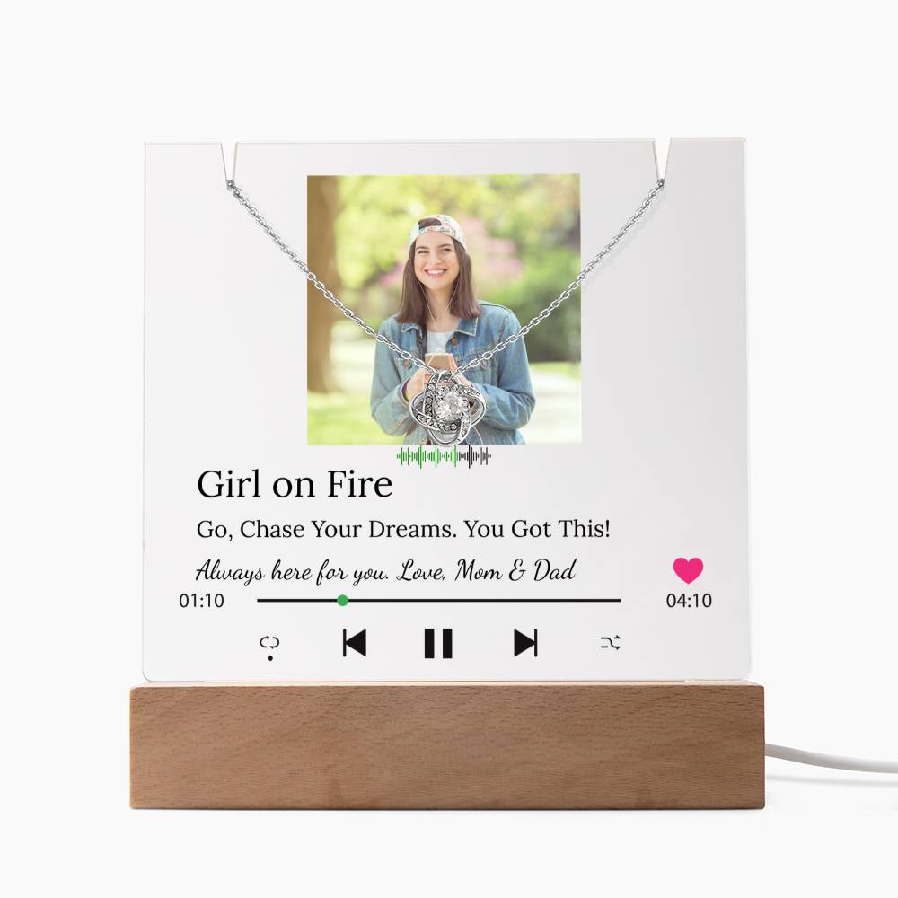 Unique Song Player Acrylic and Necklace Bundle, with Your Heartfelt Message