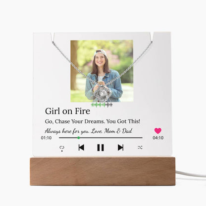 Unique Song Player Acrylic and Necklace Bundle, with Your Heartfelt Message