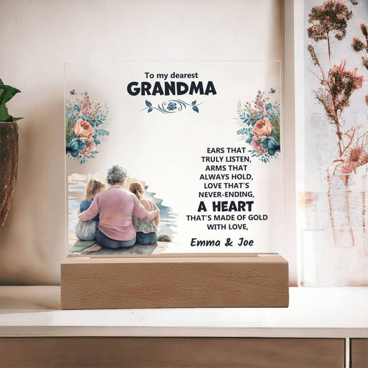 Personalized Acrylic Gift with Heartfelt Message for Grandma