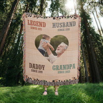 To Grandpa with Love - Personalized Woven Blanket for Grandpa