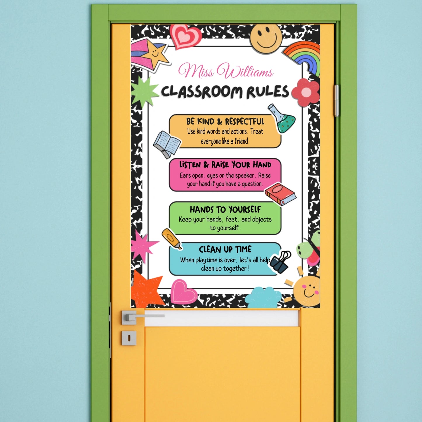 Playful Custom Classroom Rules Poster for Elementary School Teachers