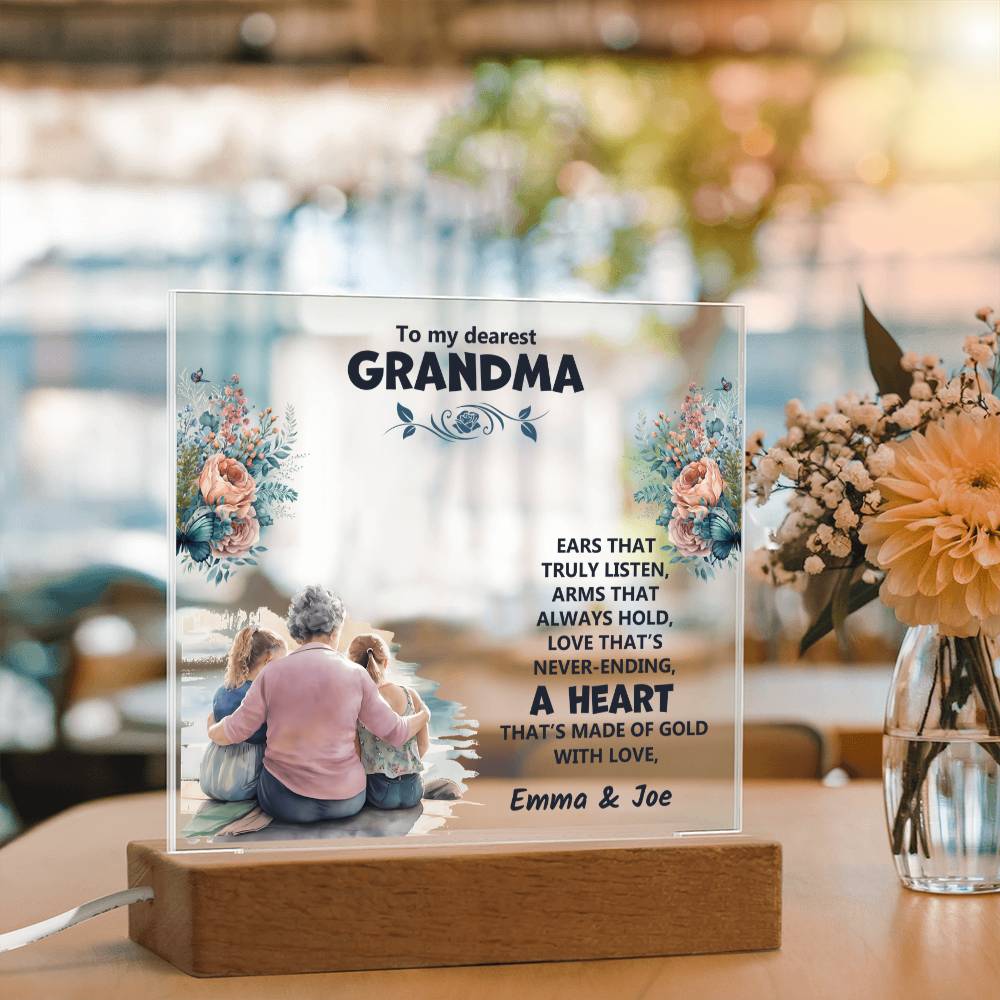 Personalized Acrylic Gift with Heartfelt Message for Grandma