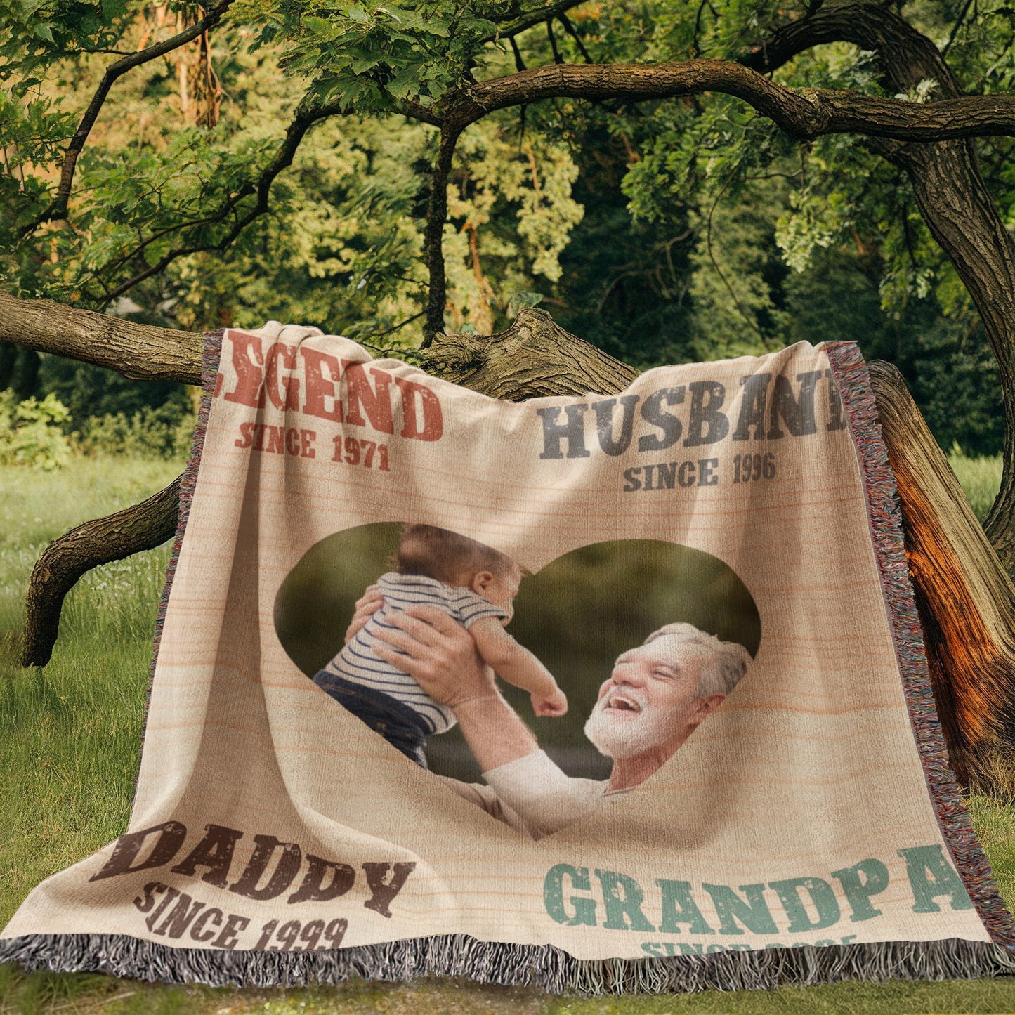 To Grandpa with Love - Personalized Woven Blanket for Grandpa