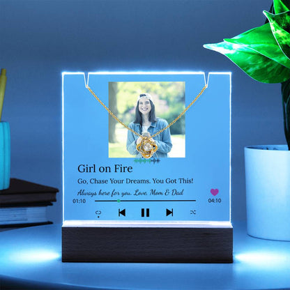 Unique Song Player Acrylic and Necklace Bundle, with Your Heartfelt Message