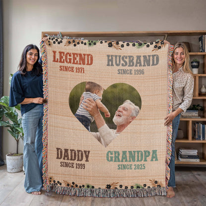 To Grandpa with Love - Personalized Woven Blanket for Grandpa