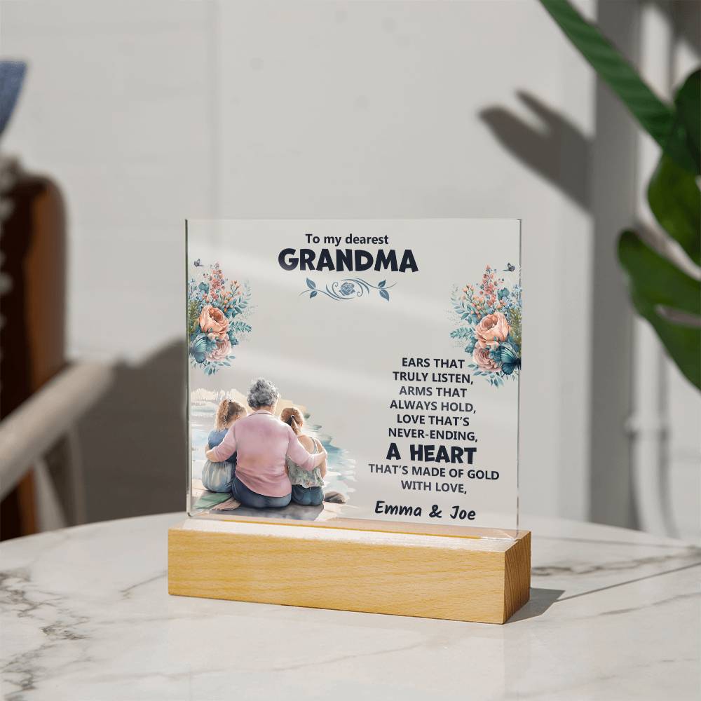 Personalized Acrylic Gift with Heartfelt Message for Grandma