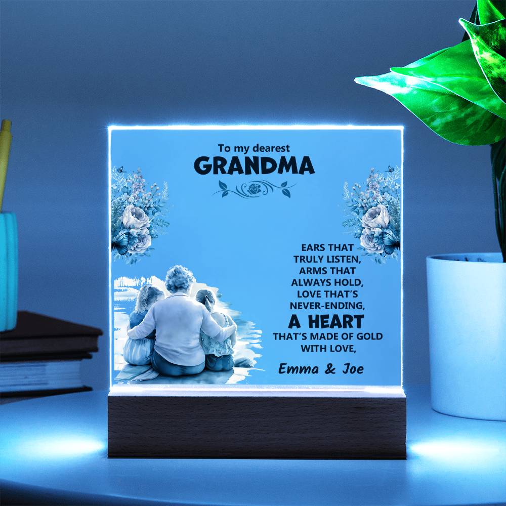 Personalized Acrylic Gift with Heartfelt Message for Grandma