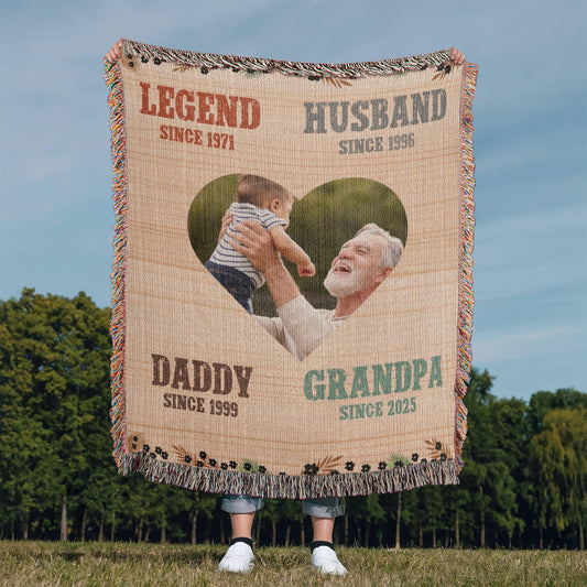 To Grandpa with Love - Personalized Woven Blanket for Grandpa