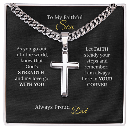 To my Son's New Beginning - Cuban Link Chain with Artisan Cross from Parent