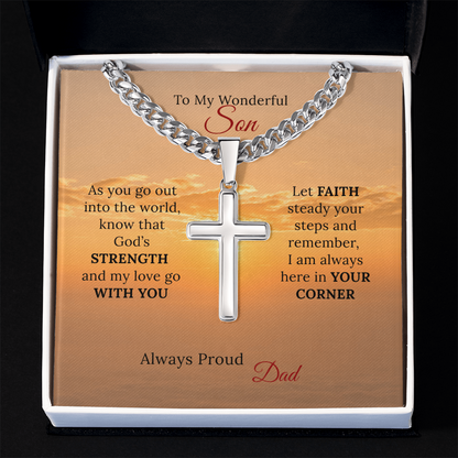 To my Son's New Beginning - Cuban Link Chain with Artisan Cross