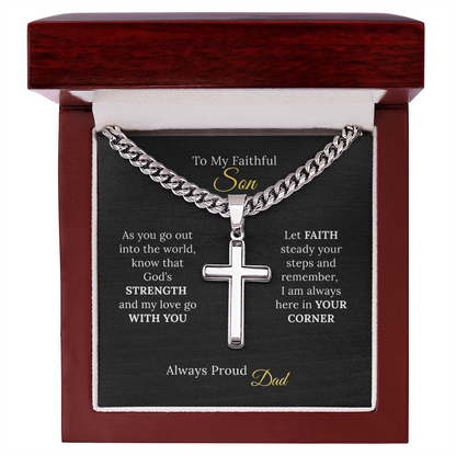 To my Son's New Beginning - Cuban Link Chain with Artisan Cross from Parent