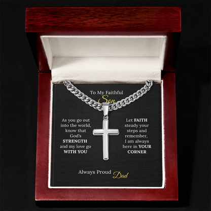 To my Son's New Beginning - Cuban Link Chain with Artisan Cross from Parent