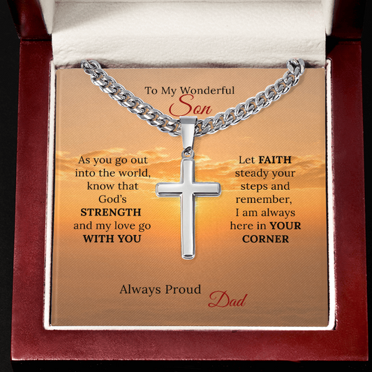 To my Son's New Beginning - Cuban Link Chain with Artisan Cross