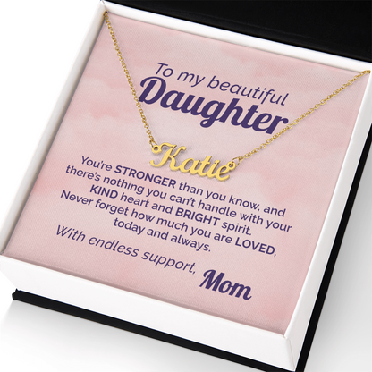 Mom's Daily Reminder to my Beautiful Daughter that She's Loved and Strong