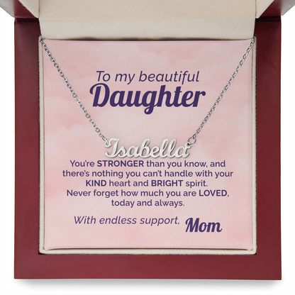 Mom's Daily Reminder to my Beautiful Daughter that She's Loved and Strong