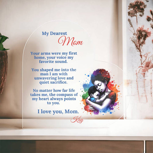 To Mom With All My Love - Custom Acrylic Heart from Kids