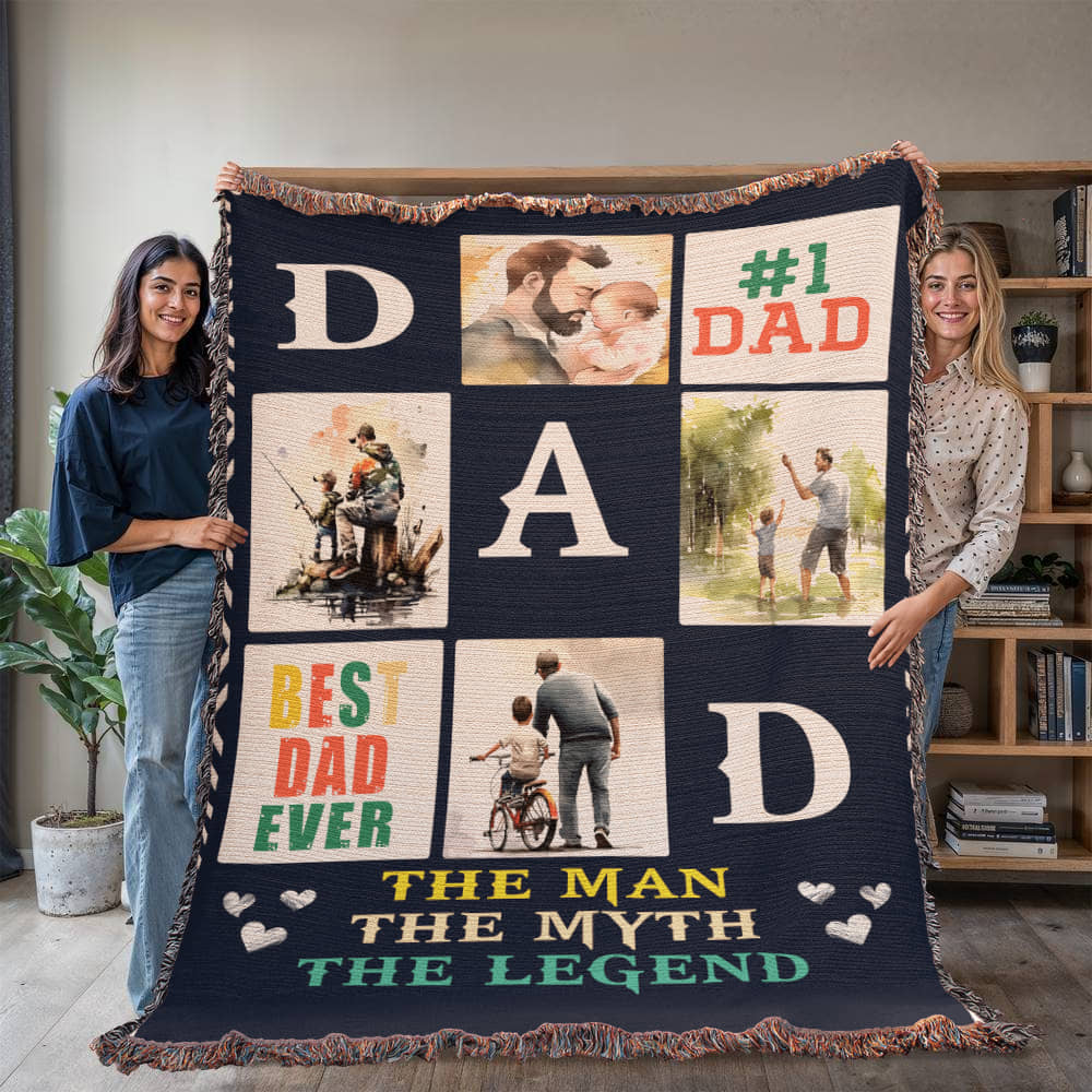Best Dad Ever Woven Blanket Gift for Father's Day - Sentimental Gifting