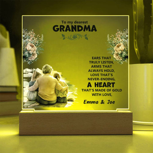 Personalized Acrylic Gift with Heartfelt Message for Grandma