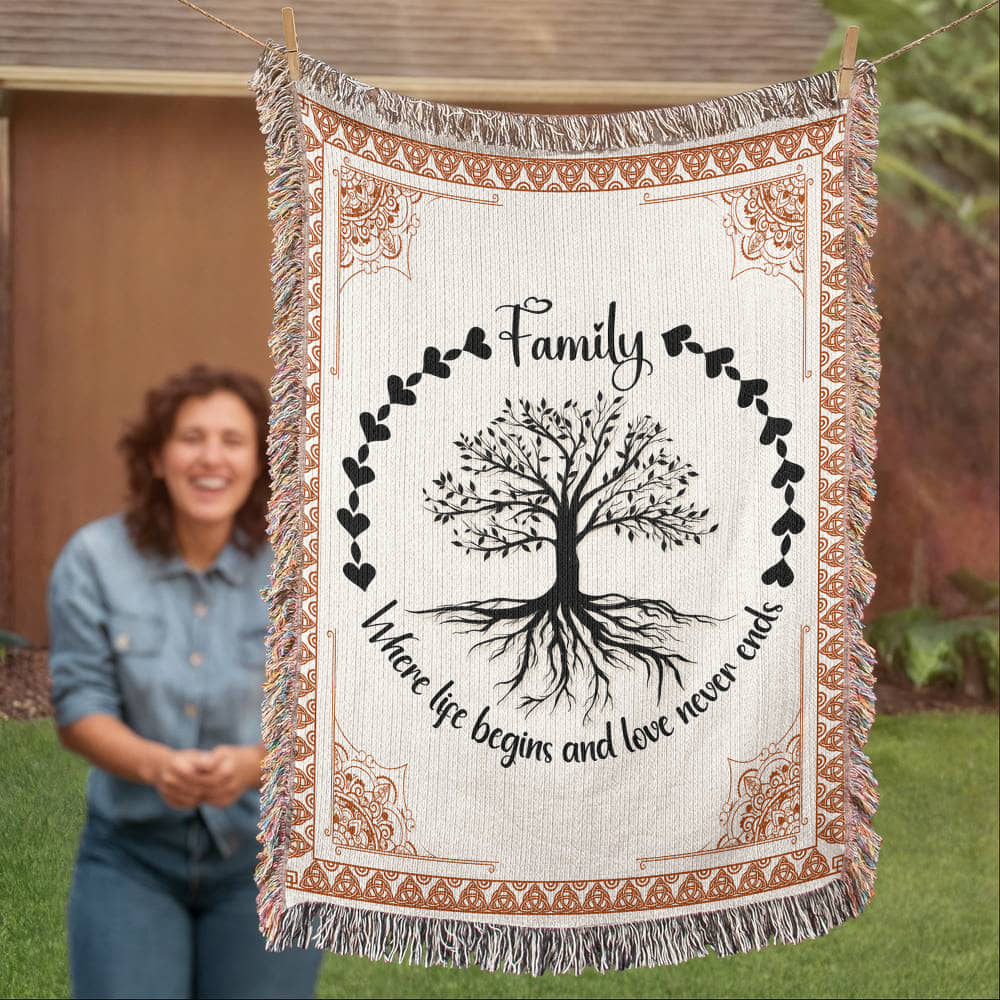 Celtic Family Tree Cozy Woven Blanket - Sentimental Gifting