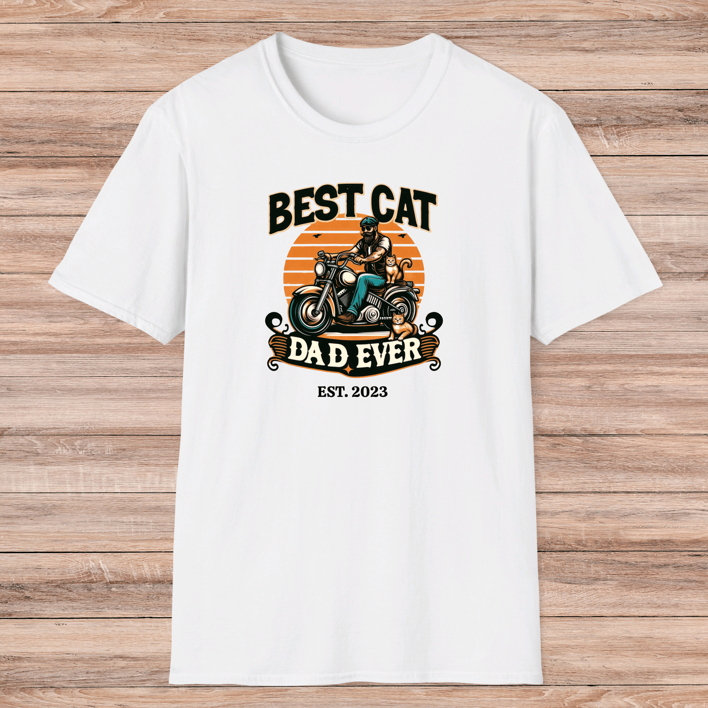 Custom Cat Dad Biker T-Shirt - Sentimental Gifting