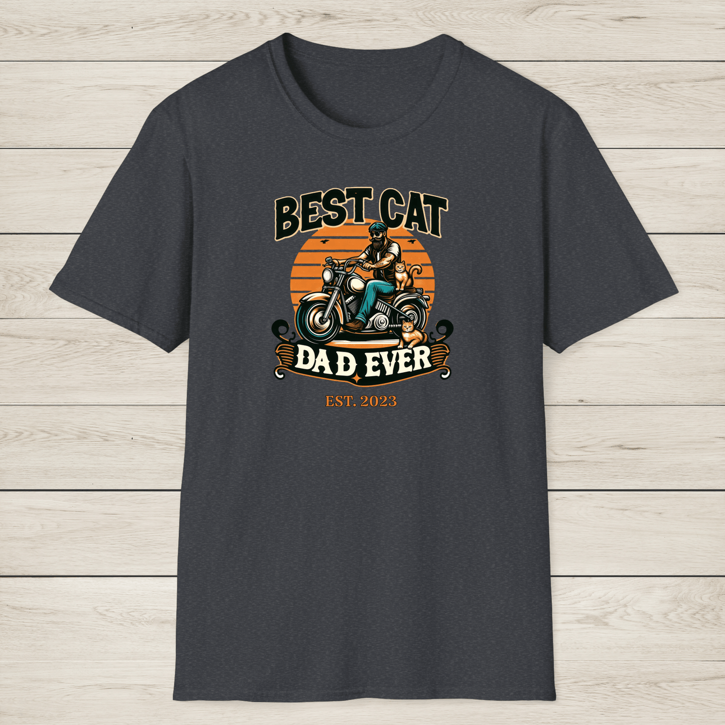 Custom Cat Dad Biker T-Shirt - Sentimental Gifting